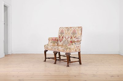 Lot 405 - A George I-style walnut and beechwood framed two-seater settee