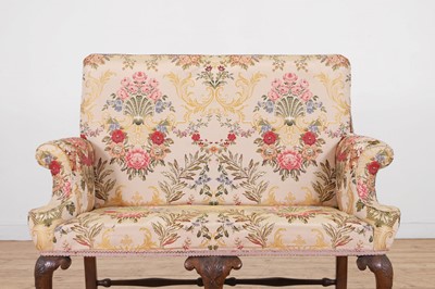 Lot 405 - A George I-style walnut and beechwood framed two-seater settee