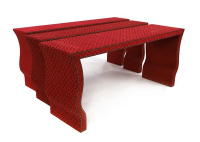 Lot 495 - A pair of fabric covered console tables