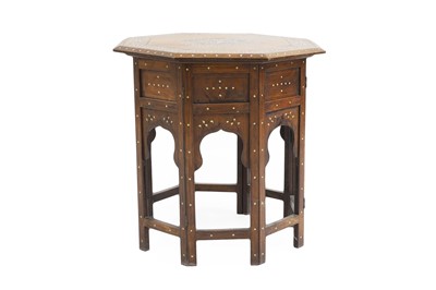 Lot 627 - A Hoshiarpur octagonal hardwood and ivory inlaid table