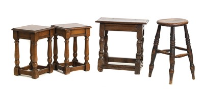 Lot 396 - An oak joined stool