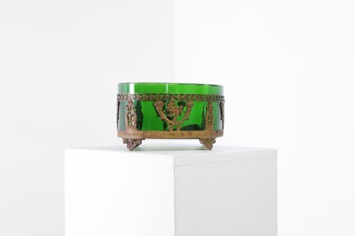 Lot 736 - An Empire-style green glass and ormolu jardinière