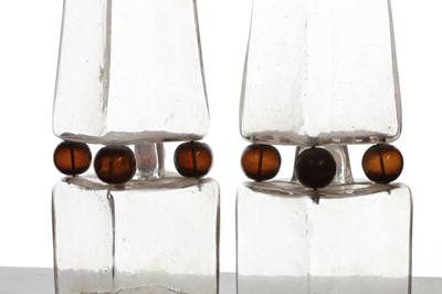 Lot 495 - A pair of glass obelisks