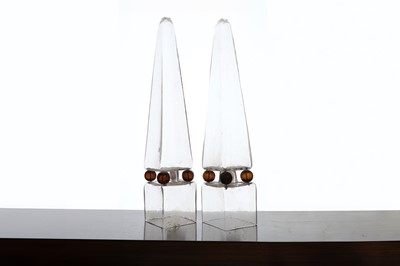 Lot 495 - A pair of glass obelisks