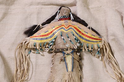 Lot 299 - A Native American beaded and quilled hide doll