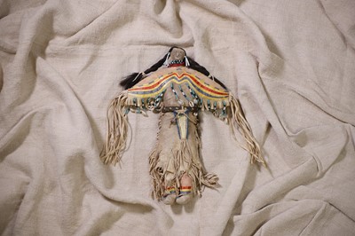 Lot 299 - A Native American beaded and quilled hide doll