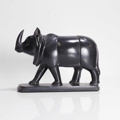 Lot 223 - An Indian carved stone model of a rhinoceros