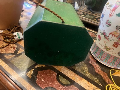 Lot 428 - A Victorian toleware table lamp