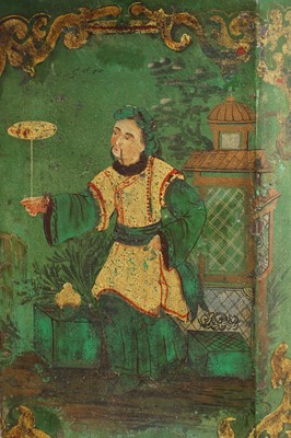 Lot 428 - A Victorian toleware table lamp