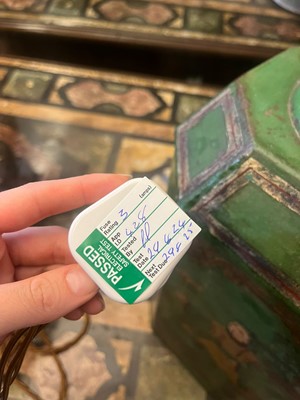 Lot 428 - A Victorian toleware table lamp