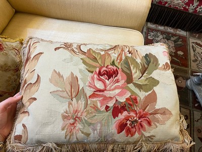 Lot 414 - A collection of seven Aubusson and Beauvais tapestry cushions