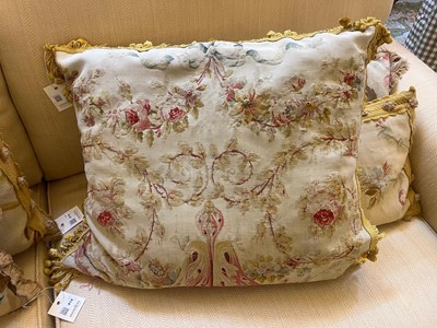 Lot 414 - A collection of seven Aubusson and Beauvais tapestry cushions