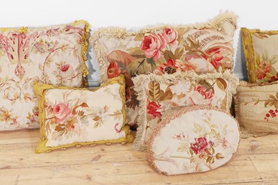 Lot 414 - A collection of seven Aubusson and Beauvais tapestry cushions