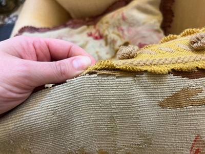 Lot 414 - A collection of seven Aubusson and Beauvais tapestry cushions