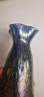 Lot 68 - A Loetz cobalt 'Papillon' iridescent glass and pewter-mounted vase