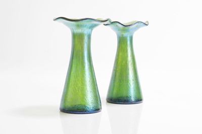 Lot 67 - A pair of Loetz 'Papillon' iridescent glass vases