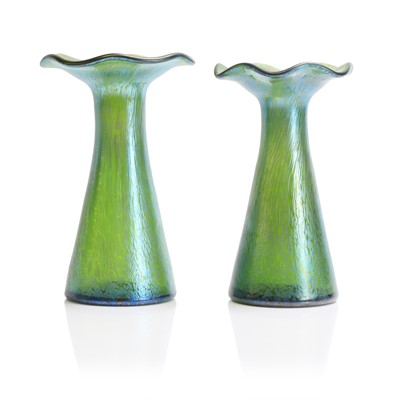 Lot 67 - A pair of Loetz 'Papillon' iridescent glass vases