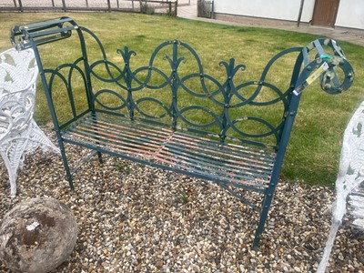 Lot 463 - A painted metal garden bench
