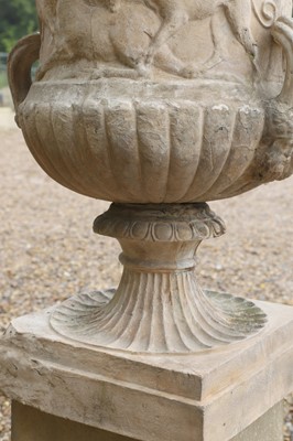 Lot 459 - A pair of terracotta garden urns
