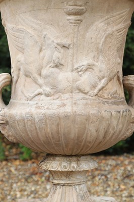 Lot 459 - A pair of terracotta garden urns