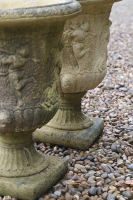 Lot 464 - A pair of terracotta garden urns
