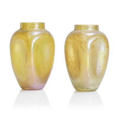 Lot 64 - A pair of Loetz 'Candia Papillon' iridescent glass vases