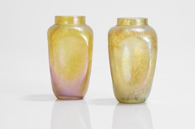 Lot 64 - A pair of Loetz 'Candia Papillon' iridescent glass vases