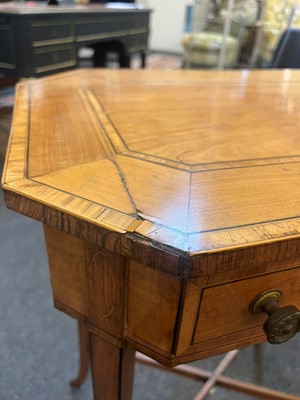 Lot 425 - A near pair of George III satinwood occasional tables