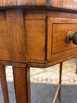 Lot 425 - A near pair of George III satinwood occasional tables