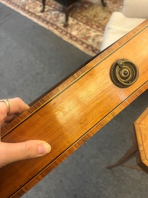 Lot 425 - A near pair of George III satinwood occasional tables