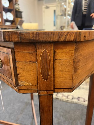 Lot 425 - A near pair of George III satinwood occasional tables