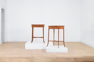 Lot 425 - A near pair of George III satinwood occasional tables