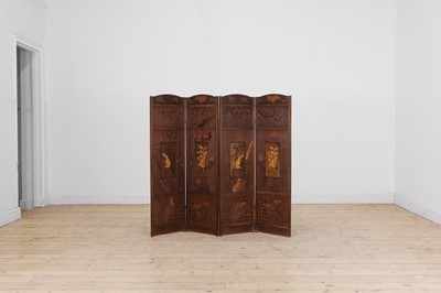 Lot 610 - A specimen-wood folding screen