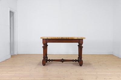 Lot 609 - A Siena marble and walnut centre table