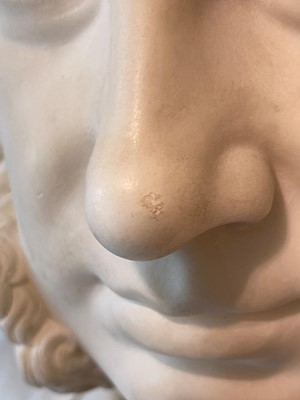 Lot 740 - A carved marble bust of a gentleman