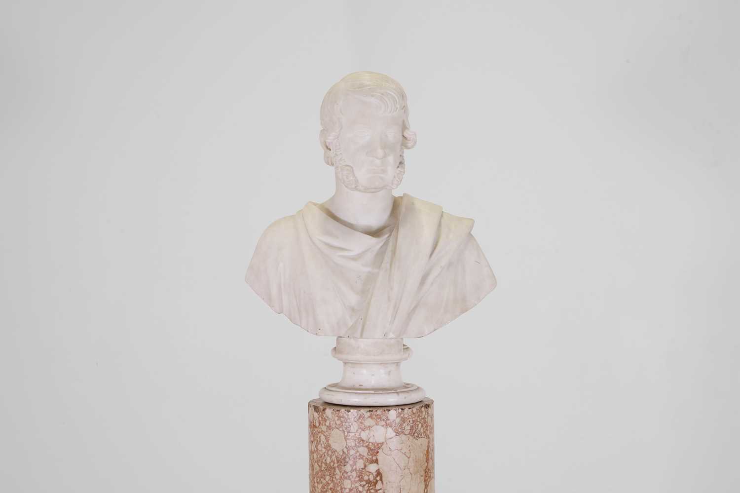 Lot 740 - A carved marble bust of a gentleman