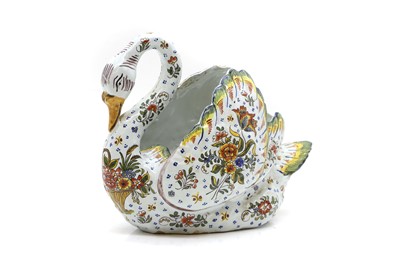 Lot 174 - A Quimper faience swan