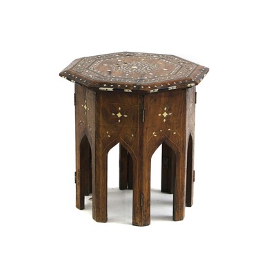 Lot 626 - An ivory inlaid octagonal occasional table