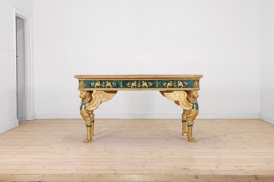 Lot An Empire-style malachite and ormolu centre table