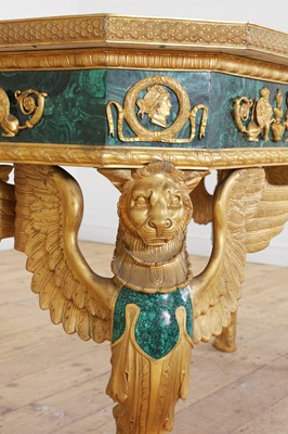 Lot 114 - An Empire-style malachite and ormolu centre table