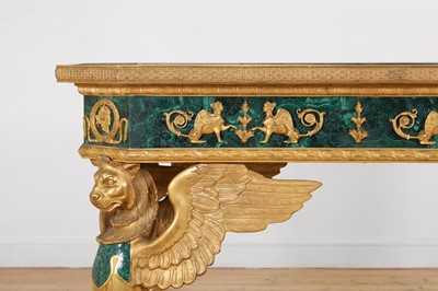 Lot 114 - An Empire-style malachite and ormolu centre table