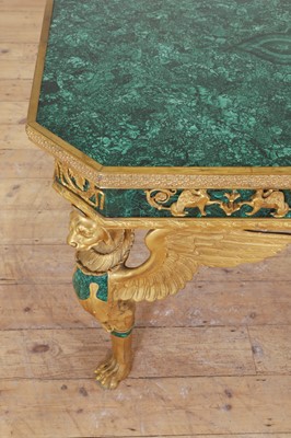 Lot 114 - An Empire-style malachite and ormolu centre table