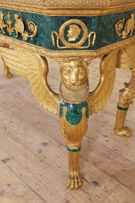 Lot 114 - An Empire-style malachite and ormolu centre table