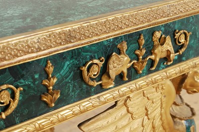 Lot 114 - An Empire-style malachite and ormolu centre table