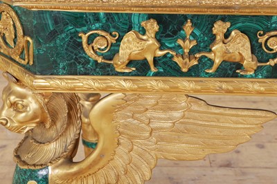 Lot 114 - An Empire-style malachite and ormolu centre table