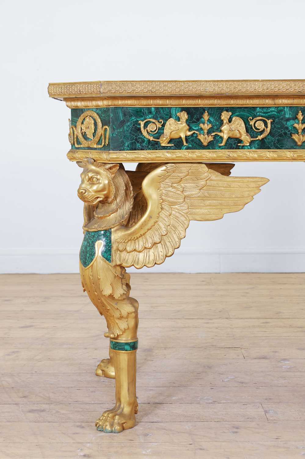 Lot 114 - An Empire-style malachite and ormolu centre table