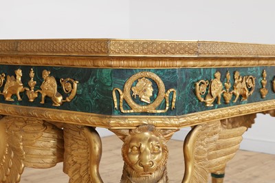 Lot 114 - An Empire-style malachite and ormolu centre table