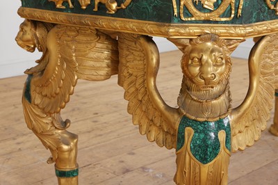 Lot 114 - An Empire-style malachite and ormolu centre table