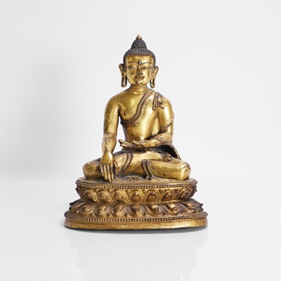 Lot A Tibetan gilt-bronze Shakyamuni Buddha