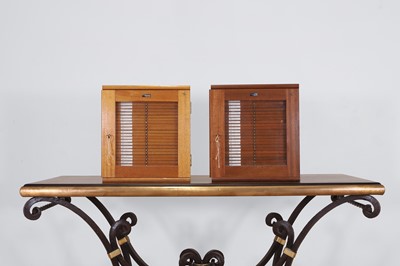 Lot 628 - Two teak collector's specimen cabinets